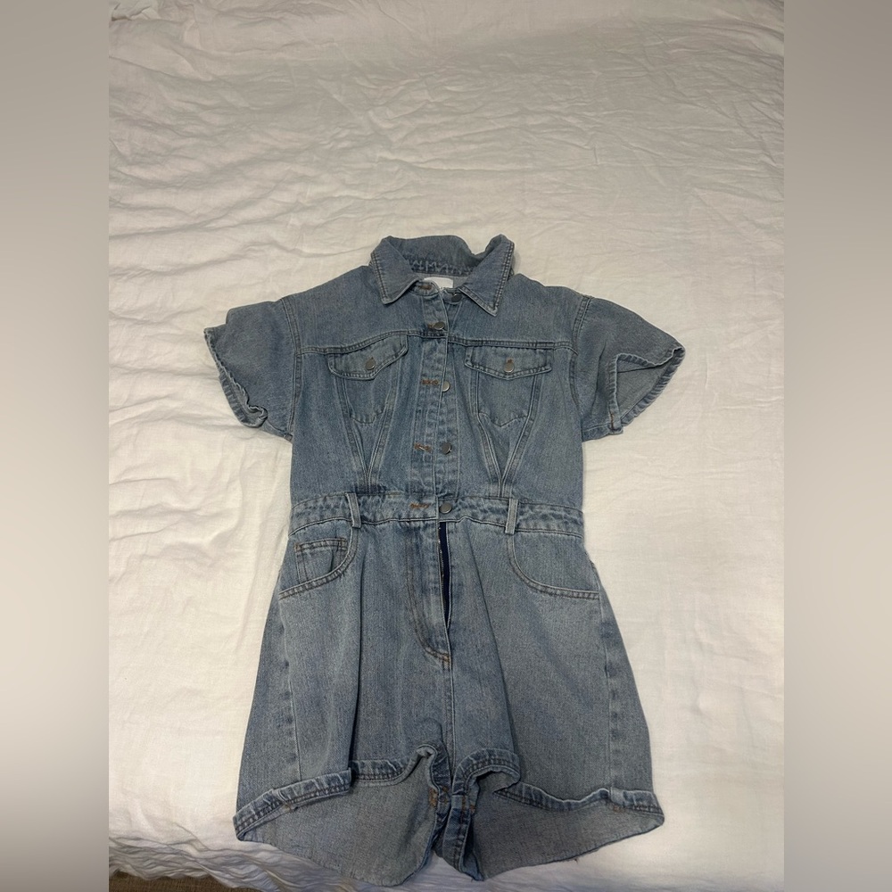 Denim Short Sleeve Romper